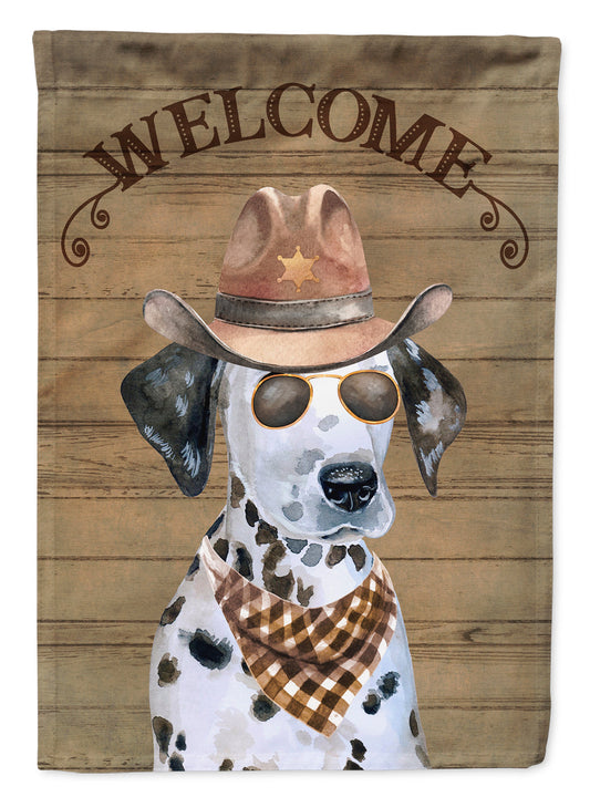 Dalmatian Puppy Cowboy Dog Welcome Garden Flag – Western-Style Dog with Hat & Sunglasses CK6312GF