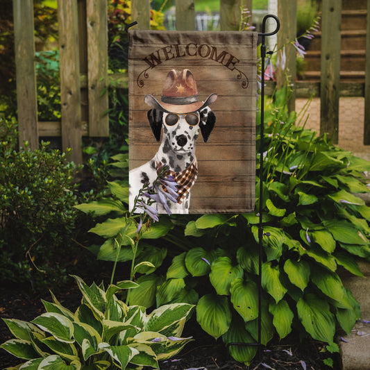Dalmatian Cowboy Dog Welcome Garden Flag – Western-Style Dog with Hat & Sunglasses CK6313GF
