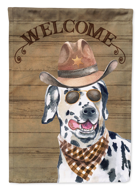 Dalmatian #2 Cowboy Dog Welcome Garden Flag – Western-Style Dog with Hat & Sunglasses CK6314GF