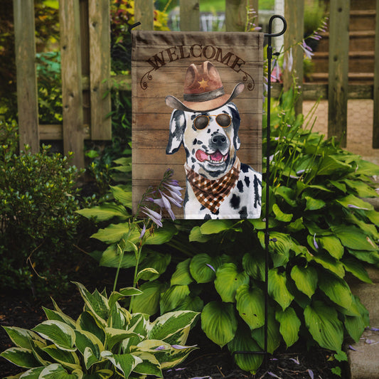 Dalmatian #3 Cowboy Dog Welcome Garden Flag – Western-Style Dog with Hat & Sunglasses CK6315GF