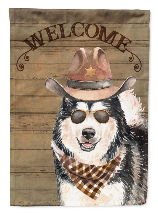 Alaskan Malamute Cowboy Dog Welcome Garden Flag – Western-Style Dog with Hat & Sunglasses CK6317GF