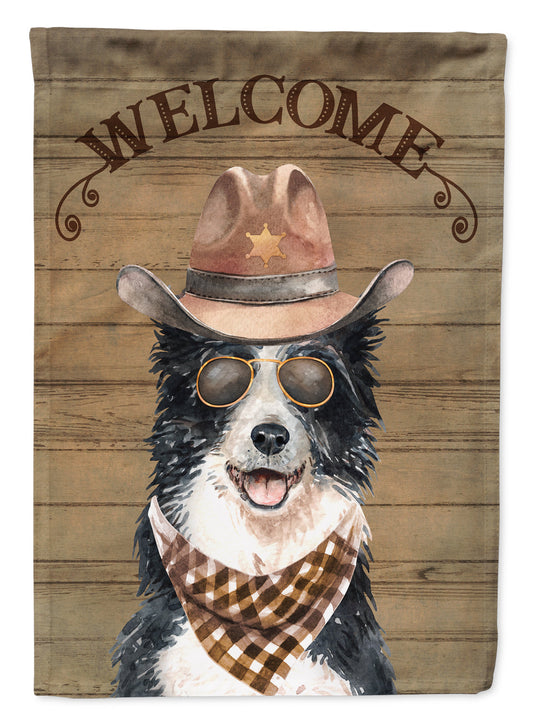 Border Collie Cowboy Dog Welcome Garden Flag – Western-Style Dog with Hat & Sunglasses CK6319GF