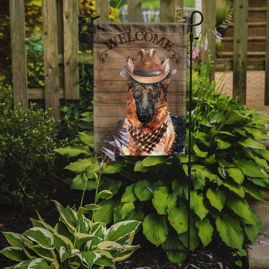 German Shepherd Cowboy Dog Welcome Garden Flag – Western-Style Dog with Hat & Sunglasses CK6321GF