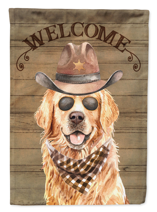 Golden Retriever Cowboy Dog Welcome Garden Flag – Western-Style Dog with Hat & Sunglasses CK6322GF
