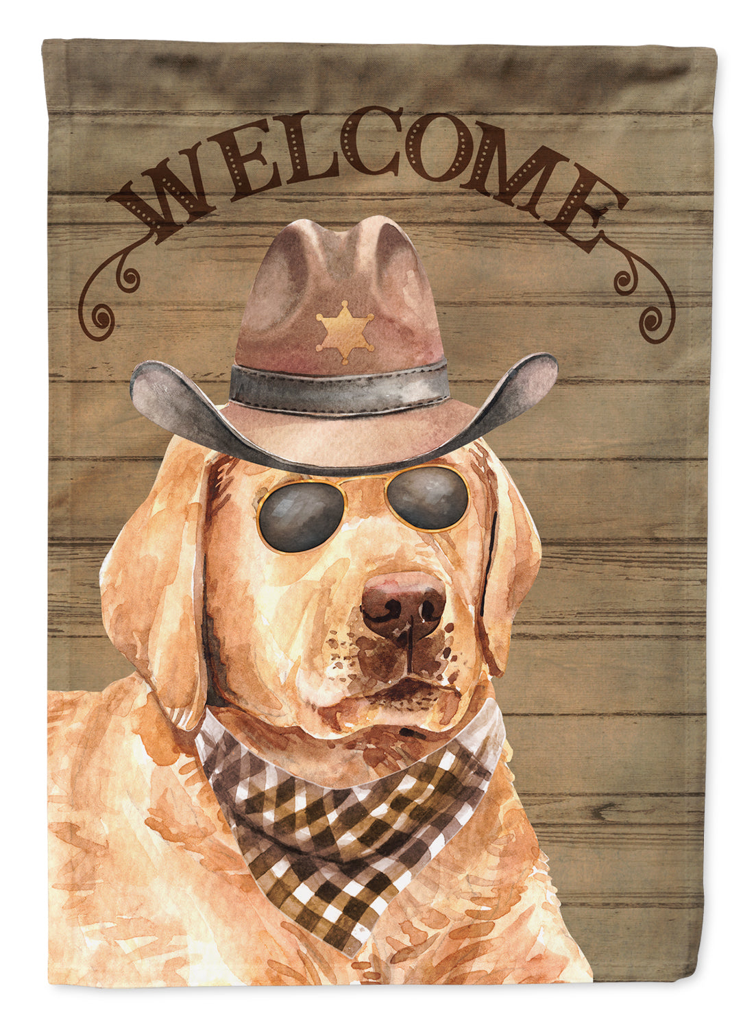 Labrador Retriever Cowboy Dog Welcome Garden Flag – Western-Style Dog with Hat & Sunglasses CK6323GF