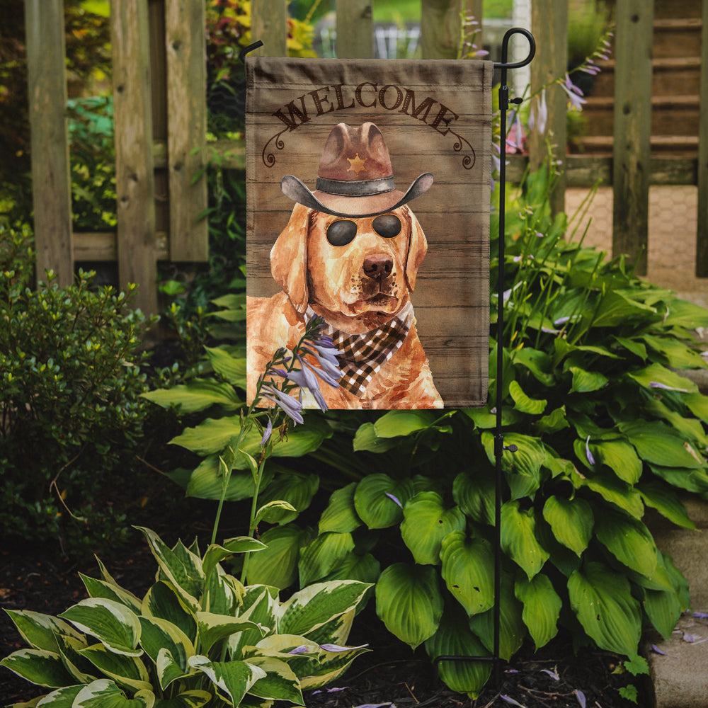 Labrador Retriever Cowboy Dog Welcome Garden Flag – Western-Style Dog with Hat & Sunglasses CK6323GF