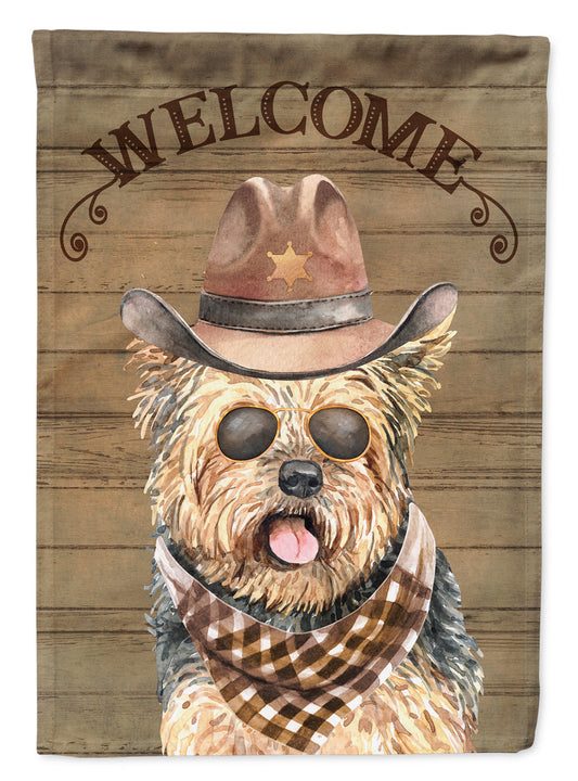 Yorkshire Terrier Cowboy Dog Welcome Garden Flag – Western-Style Dog with Hat & Sunglasses CK6327GF