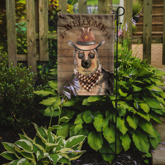 German Shepherd #2 Cowboy Dog Welcome Garden Flag – Western-Style Dog with Hat & Sunglasses CK6331GF