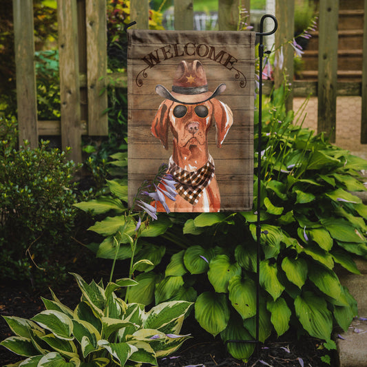 Vizsla Cowboy Dog Welcome Garden Flag – Western-Style Dog with Hat & Sunglasses CK6334GF