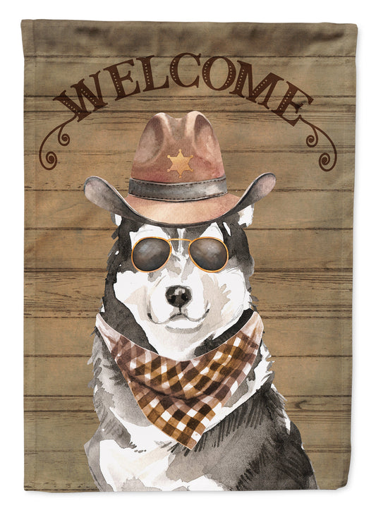 Alaskan Malamute #2 Cowboy Dog Welcome Garden Flag – Western-Style Dog with Hat & Sunglasses CK6341GF
