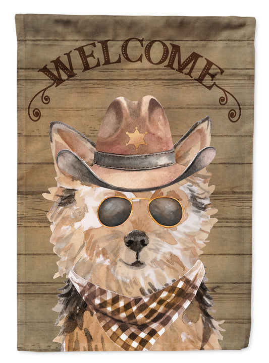 Norfolk Terrier Cowboy Dog Welcome Garden Flag – Western-Style Dog with Hat & Sunglasses CK6345GF
