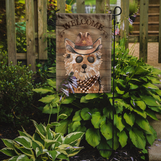 Norfolk Terrier Cowboy Dog Welcome Garden Flag – Western-Style Dog with Hat & Sunglasses CK6345GF
