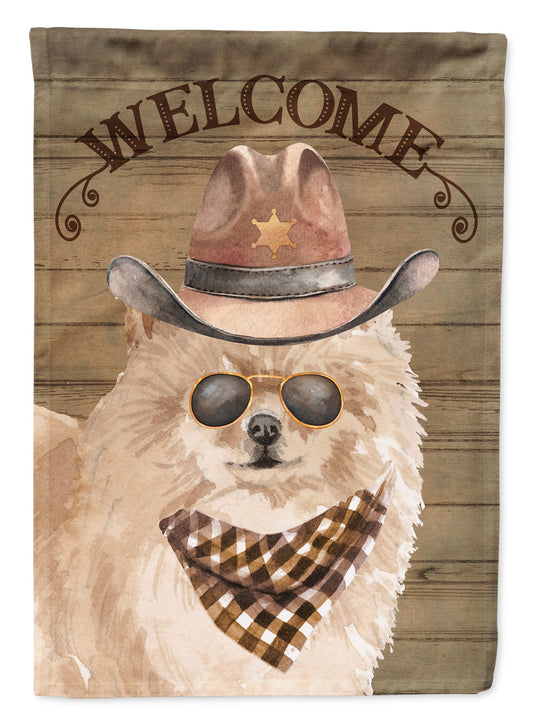 Pomeranian #2 Cowboy Dog Welcome Garden Flag – Western-Style Dog with Hat & Sunglasses CK6349GF