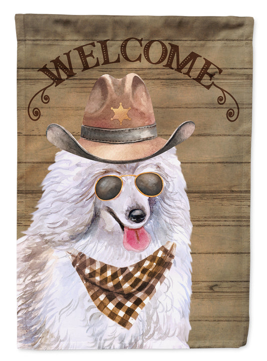 Medium Poodle Cowboy Dog Welcome Garden Flag – Western-Style Dog with Hat & Sunglasses CK6350GF