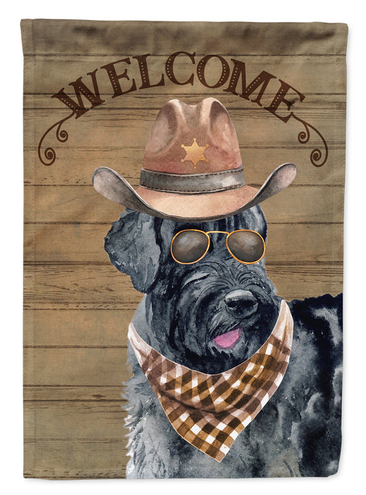 Giant Schnauzer Cowboy Dog Welcome Garden Flag – Western-Style Dog with Hat & Sunglasses CK6355GF