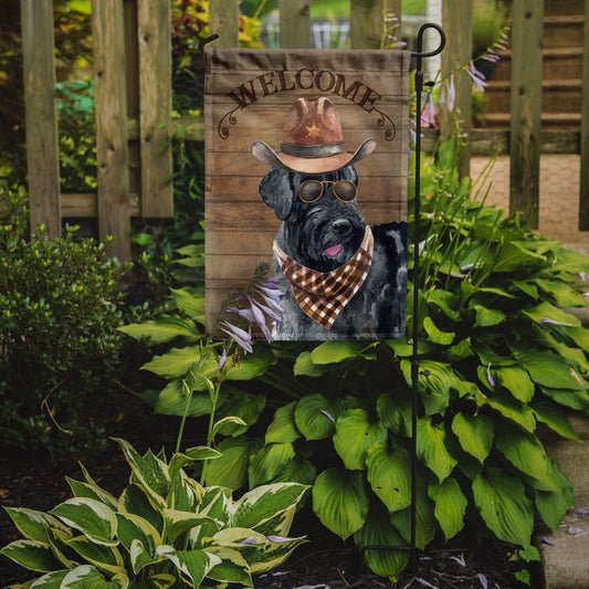 Giant Schnauzer Cowboy Dog Welcome Garden Flag – Western-Style Dog with Hat & Sunglasses CK6355GF