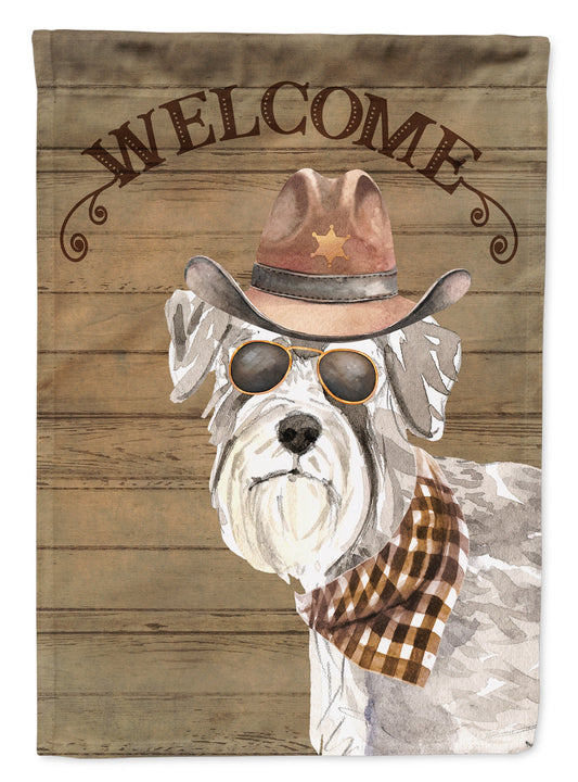 Schnauzer #2 Cowboy Dog Welcome Garden Flag – Western-Style Dog with Hat & Sunglasses CK6356GF