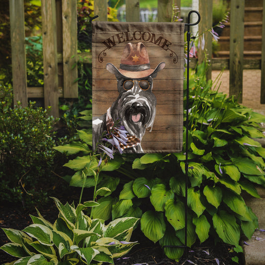 Scottish Terrier Cowboy Dog Welcome Garden Flag – Western-Style Dog with Hat & Sunglasses CK6357GF