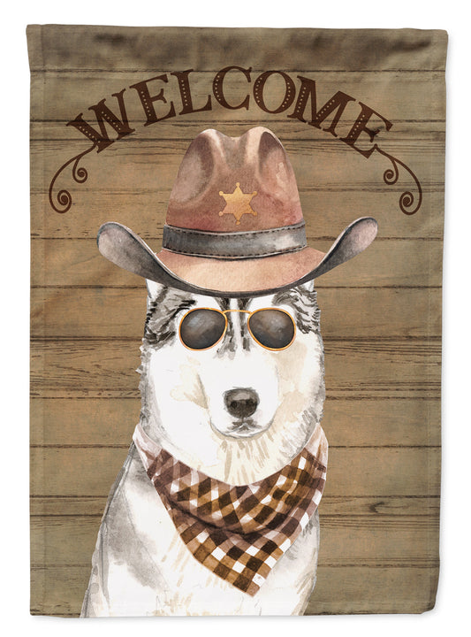 Siberian Husky Cowboy Dog Welcome Garden Flag – Western-Style Dog with Hat & Sunglasses CK6364GF