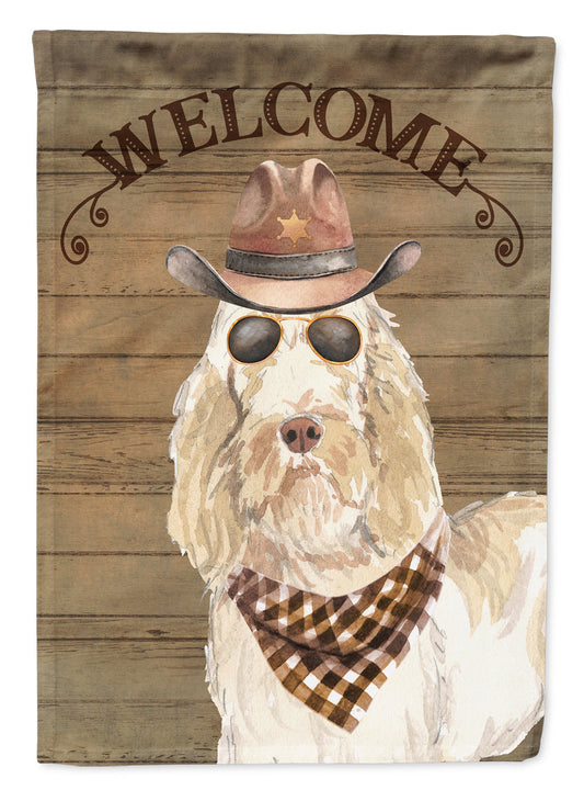 Spinone Italiano Cowboy Dog Welcome Garden Flag – Western-Style Dog with Hat & Sunglasses CK6366GF