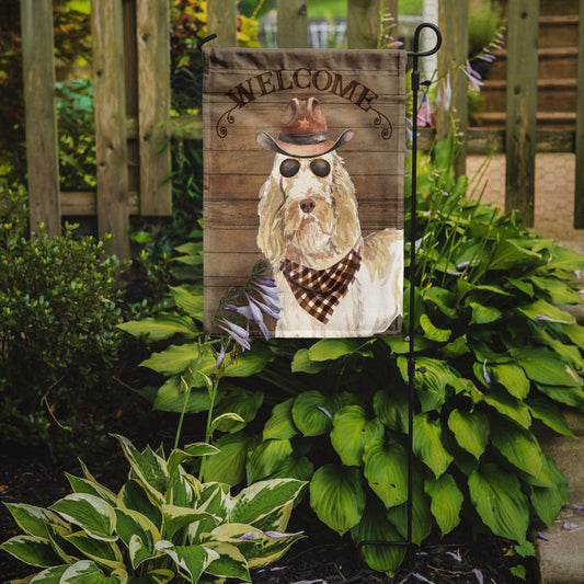 Spinone Italiano Cowboy Dog Welcome Garden Flag – Western-Style Dog with Hat & Sunglasses CK6366GF