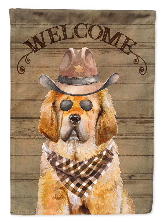 Tibetan Mastiff Cowboy Dog Welcome Garden Flag – Western-Style Dog with Hat & Sunglasses CK6369GF