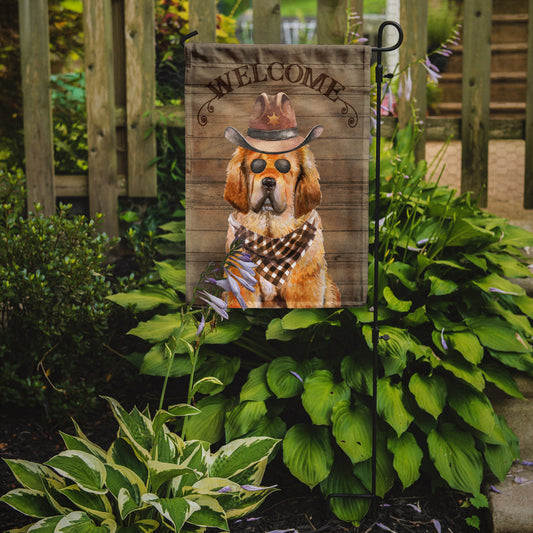 Tibetan Mastiff Cowboy Dog Welcome Garden Flag – Western-Style Dog with Hat & Sunglasses CK6369GF