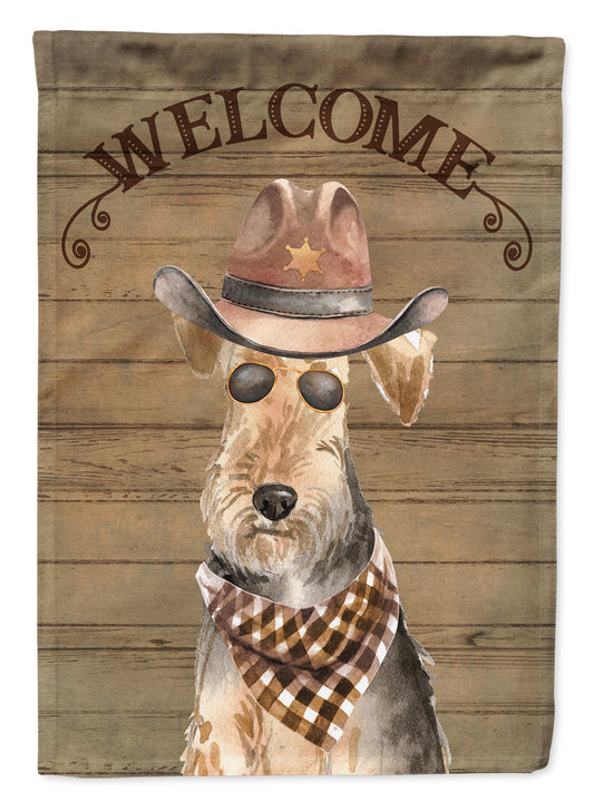 Welsh Terrier Cowboy Dog Welcome Garden Flag – Western-Style Dog with Hat & Sunglasses CK6373GF