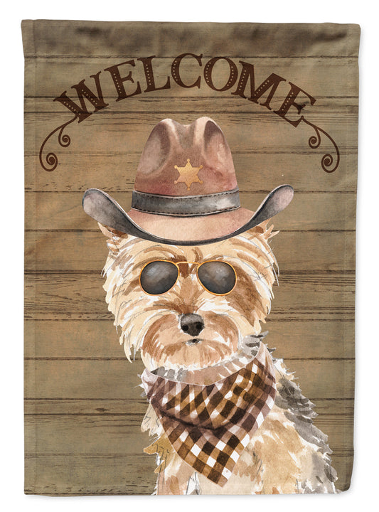 Yorkshire Terrier #2 Cowboy Dog Welcome Garden Flag – Western-Style Dog with Hat & Sunglasses CK6380GF