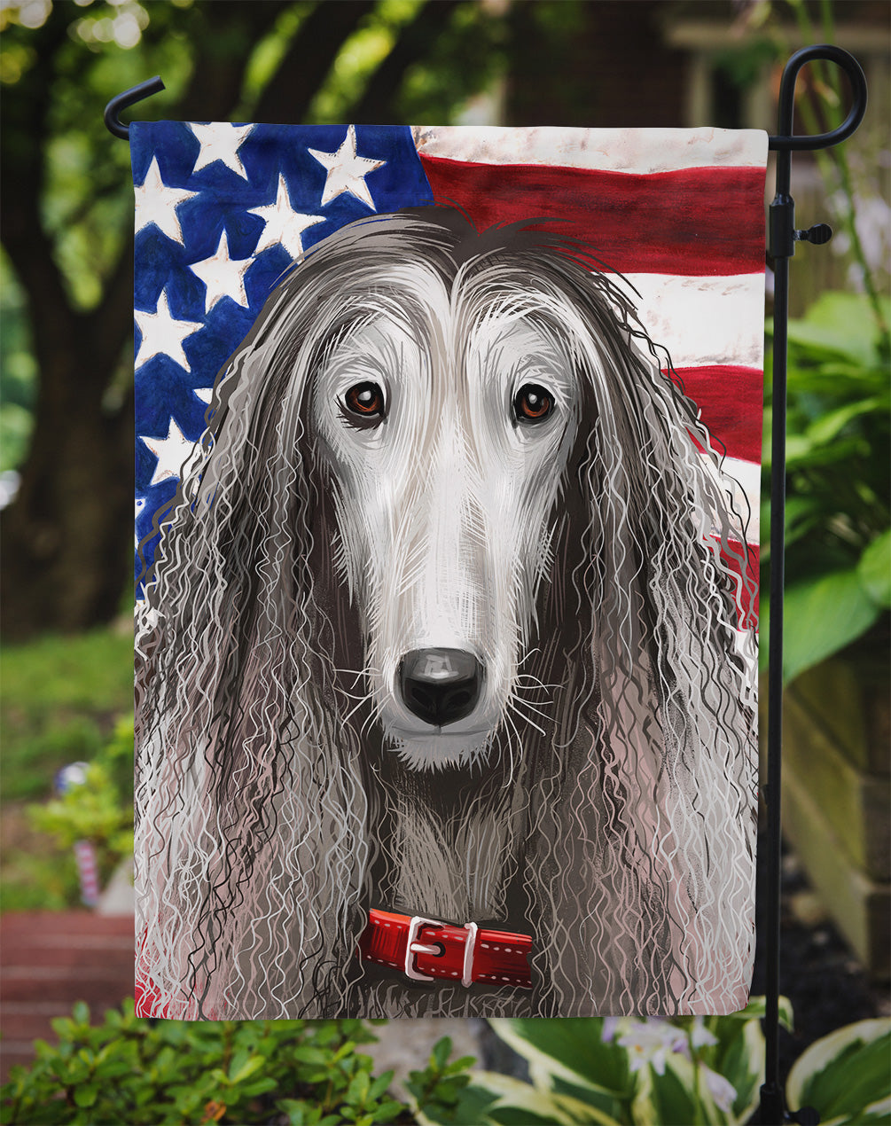 Afghan Hound American Flag Garden Flag - Outdoor Decorative Yard Flag CK6383GF