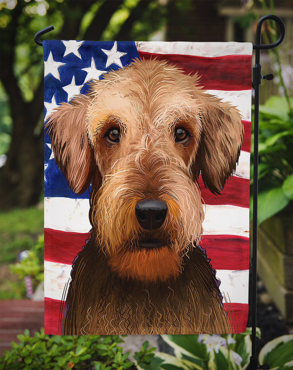 Airedale Terrier American Flag Garden Flag - Outdoor Decorative Yard Flag CK6385GF