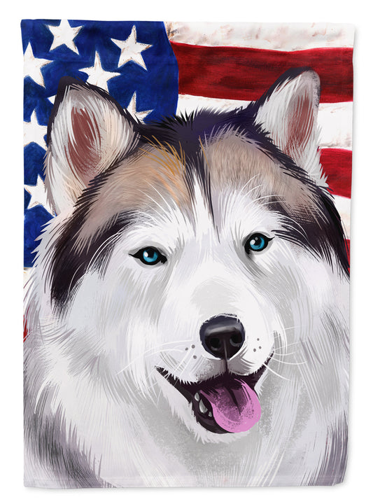Alaskan Husky American Flag Garden Flag - Outdoor Decorative Yard Flag CK6389GF