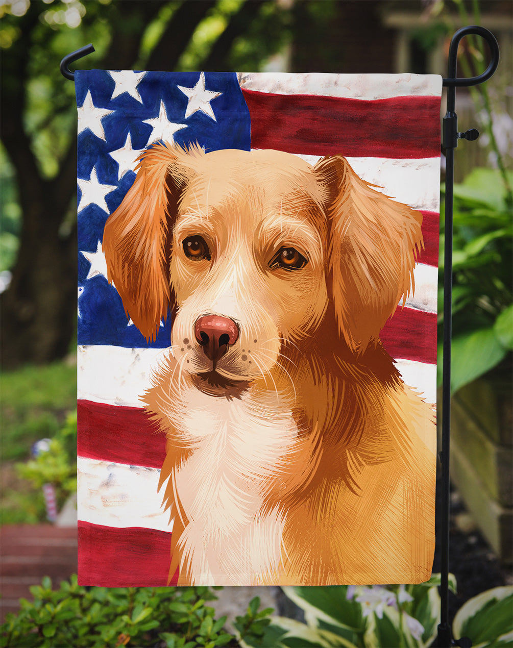 Alopekis Dog American Flag Garden Flag - Outdoor Decorative Yard Flag CK6391GF