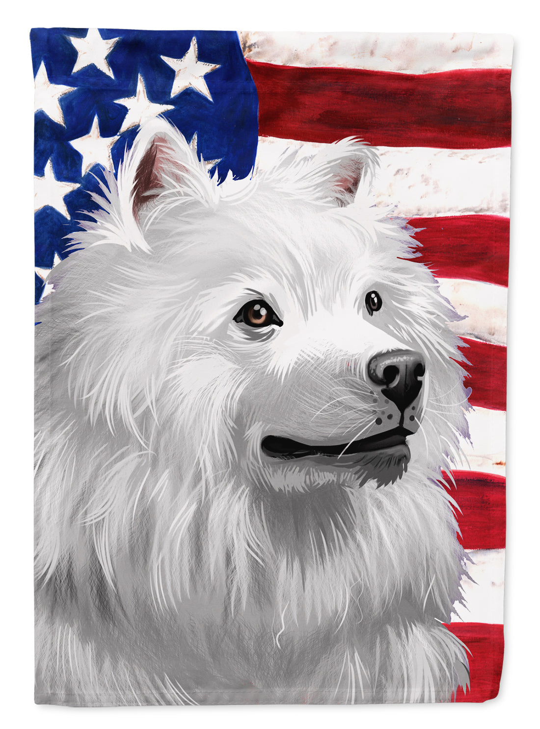 American Eskimo Dog American Flag Garden Flag - Outdoor Decorative Yard Flag CK6398GF
