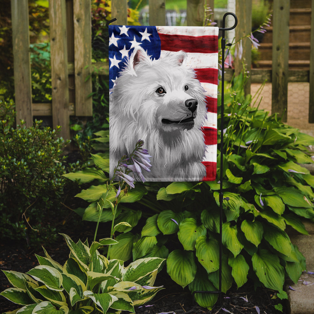 American Eskimo Dog American Flag Garden Flag - Outdoor Decorative Yard Flag CK6398GF