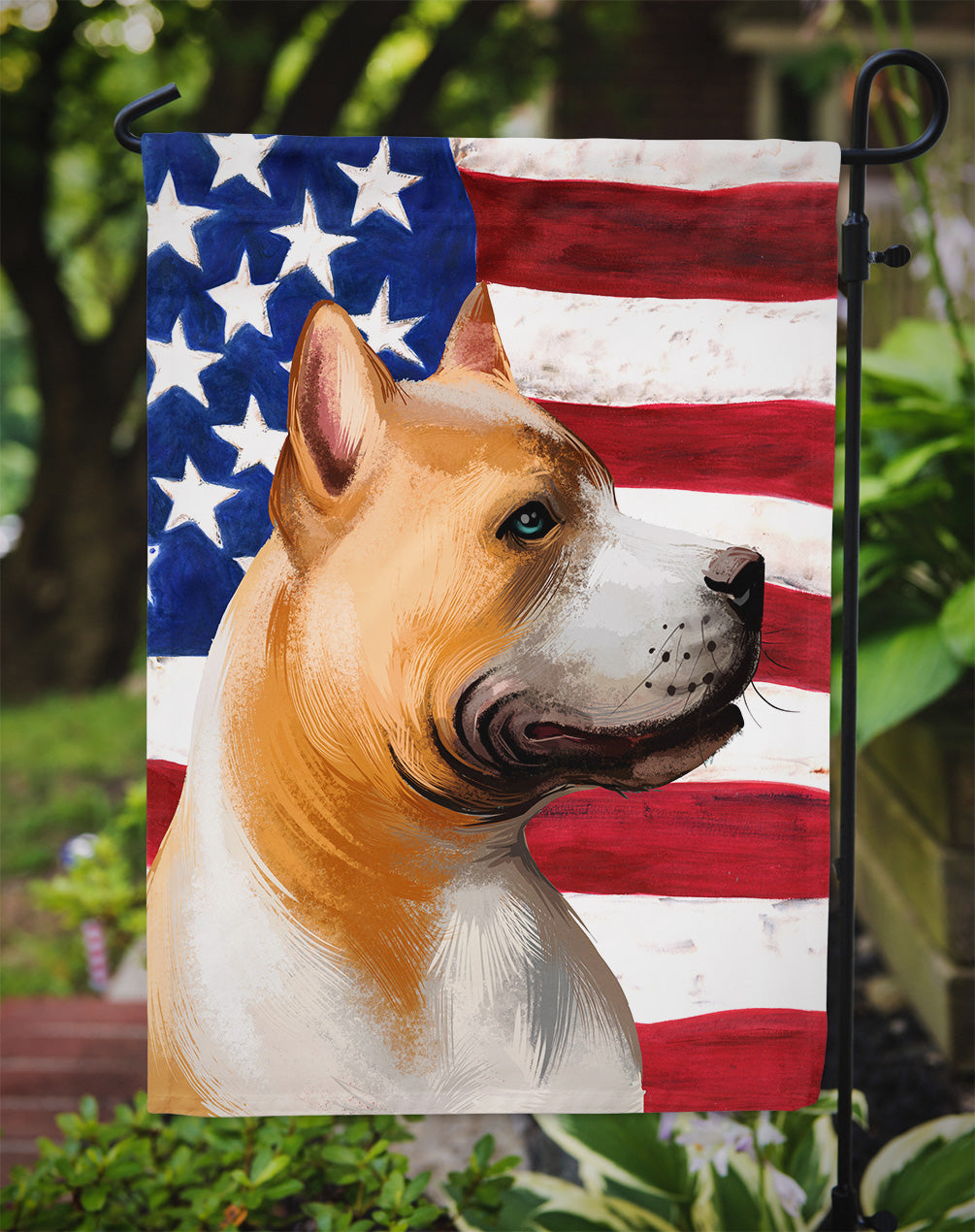 American Pit Bull Terrier American Flag Garden Flag - Outdoor Decorative Yard Flag CK6401GF