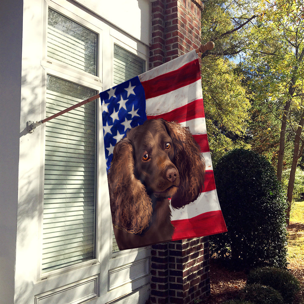 American Water Spaniel  American Flag Flag Canvas House Size CK6402CHF