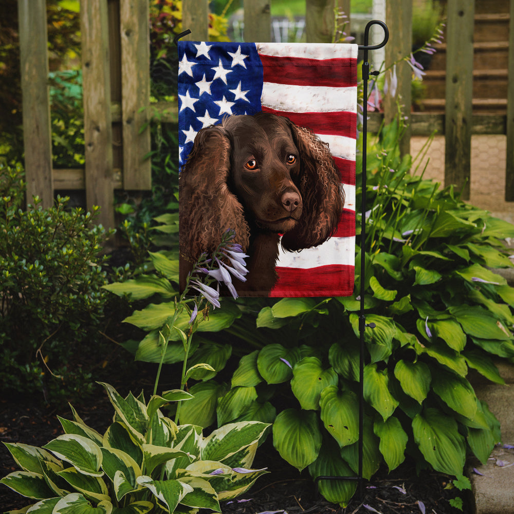 American Water Spaniel  American Flag Garden Flag - Outdoor Decorative Yard Flag CK6402GF