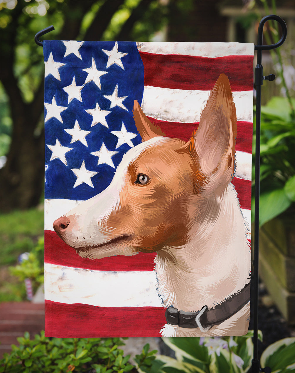 Andalusian Hound Dog American Flag Garden Flag - Outdoor Decorative Yard Flag CK6404GF