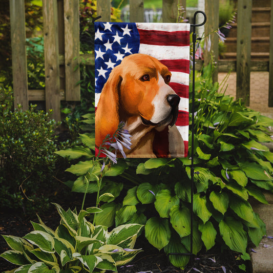 Artois Hound Dog American Flag Garden Flag - Outdoor Decorative Yard Flag CK6409GF