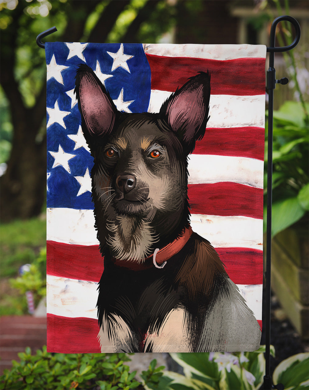 Australian Kelpie American Flag Garden Flag - Outdoor Decorative Yard Flag CK6411GF
