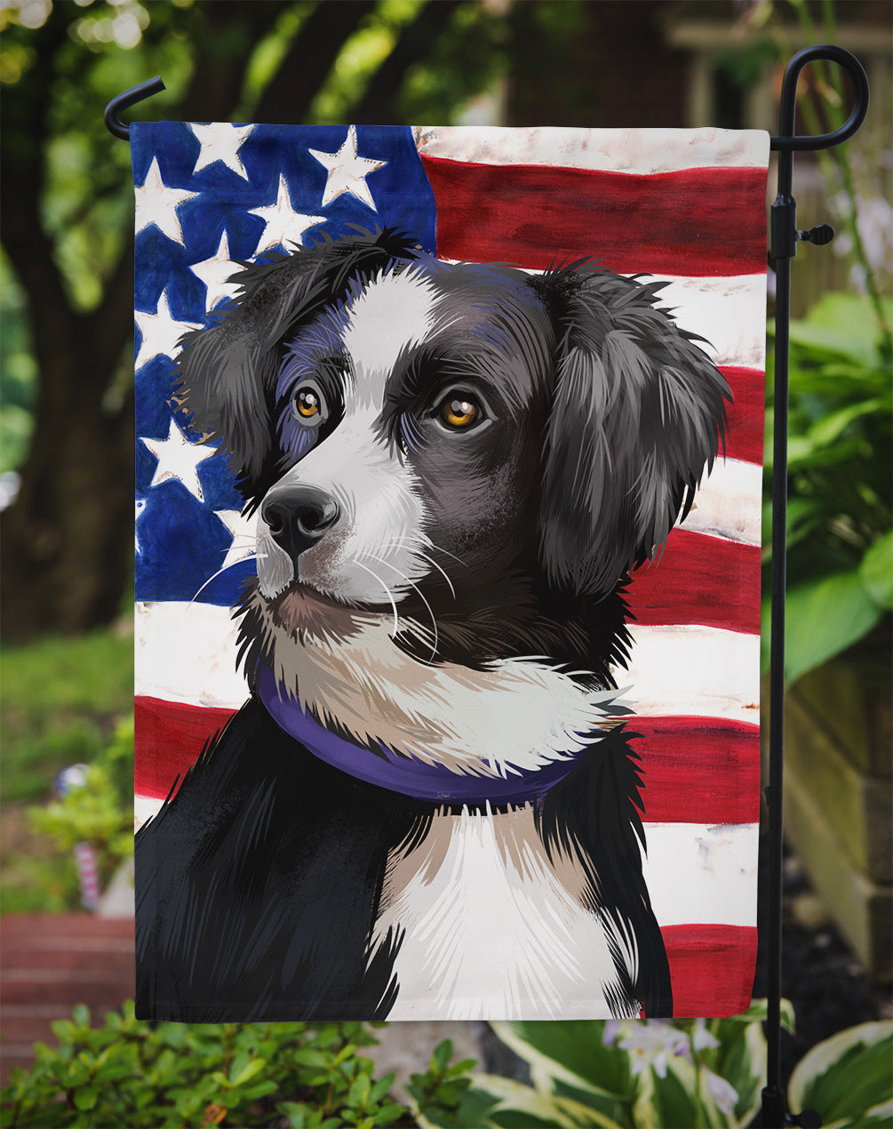 Australian Shepherd  American Flag Garden Flag - Outdoor Decorative Yard Flag CK6412GF