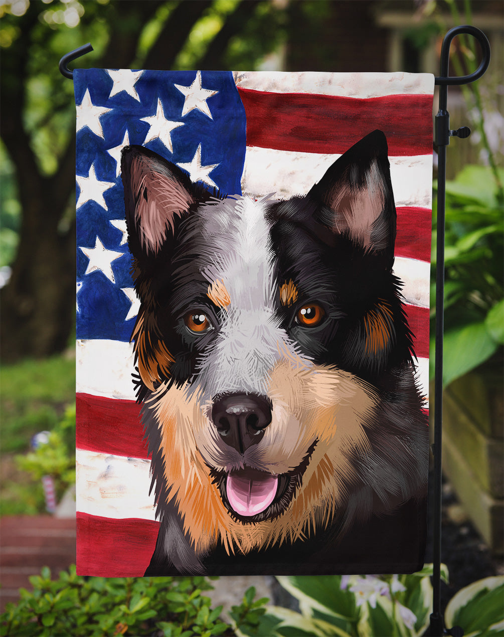 Australian Stumpy Tail Cattle Dog American Flag Garden Flag - Outdoor Decorative Yard Flag CK6413GF