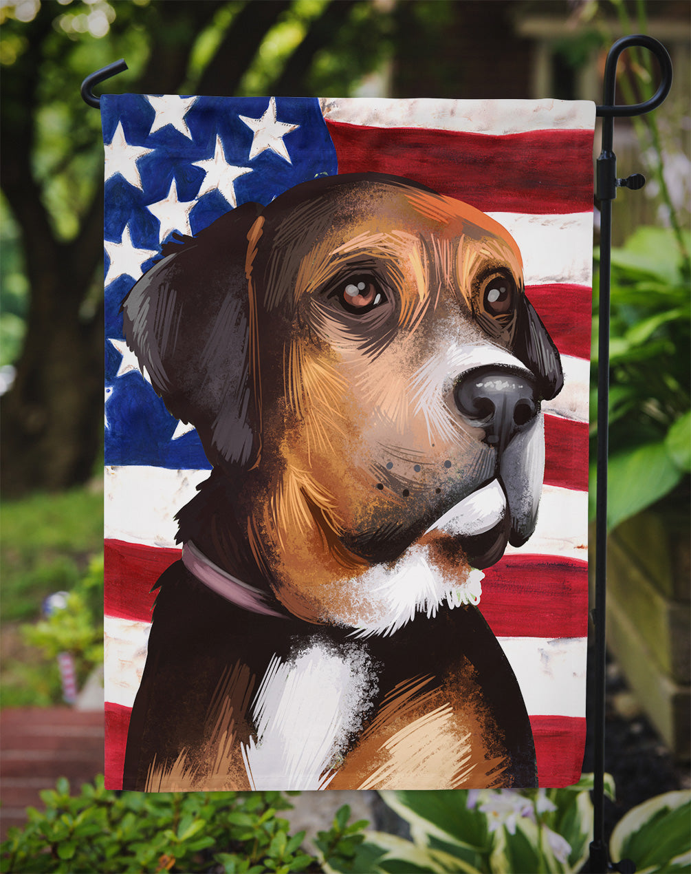 Austrian Black and Tan Hound American Flag Garden Flag - Outdoor Decorative Yard Flag CK6414GF