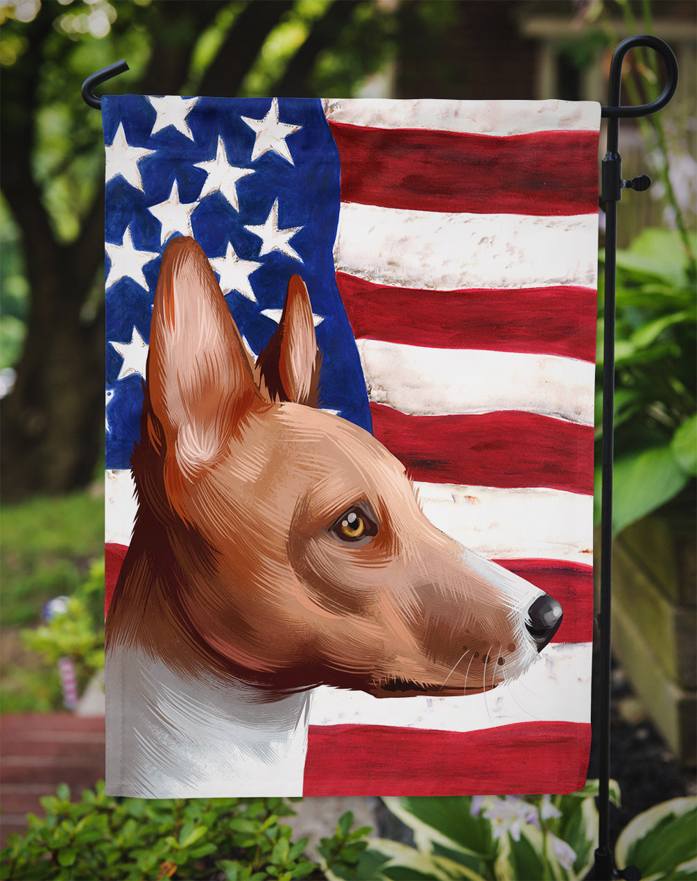 Basenji American Flag Garden Flag - Outdoor Decorative Yard Flag CK6417GF
