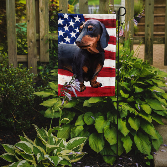 Dachshund Dog American Flag Garden Flag - Outdoor Decorative Yard Flag CK6500GF
