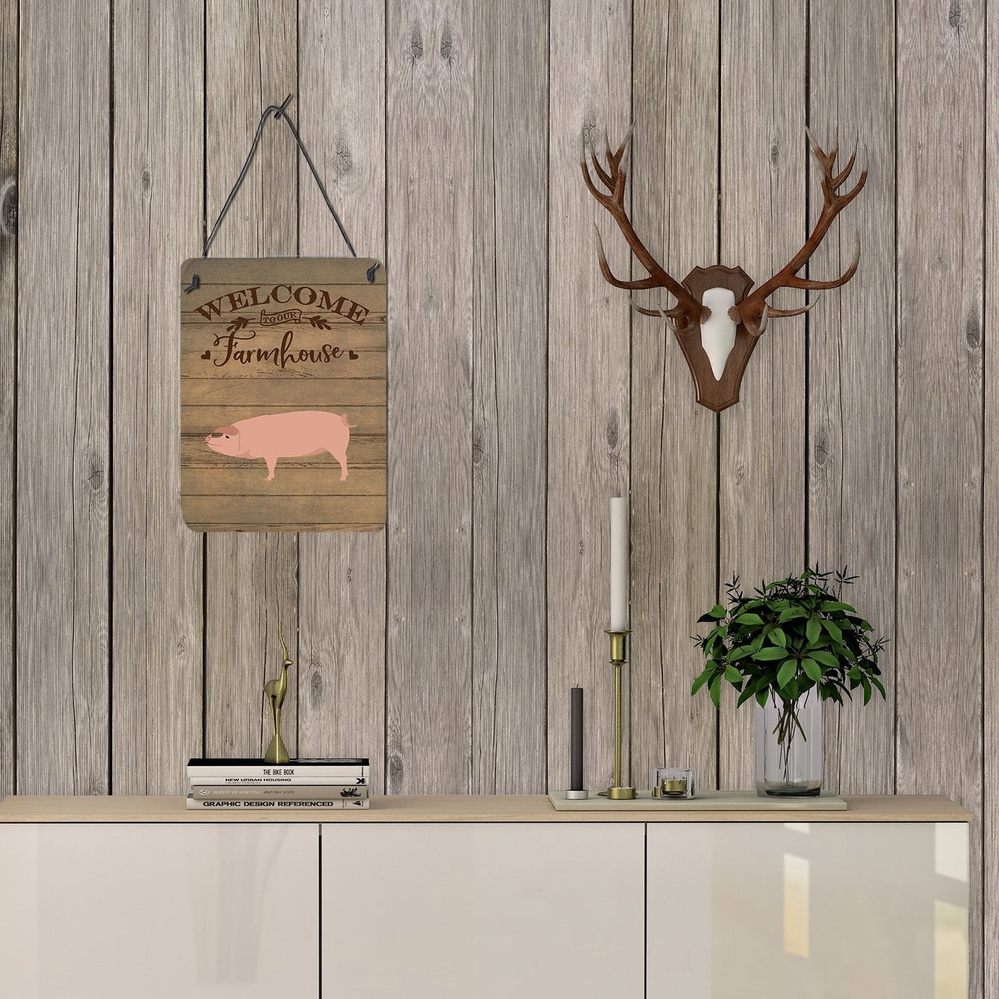 American Landrace Pig Welcome Wall or Door Hanging Prints CK6876DS1216