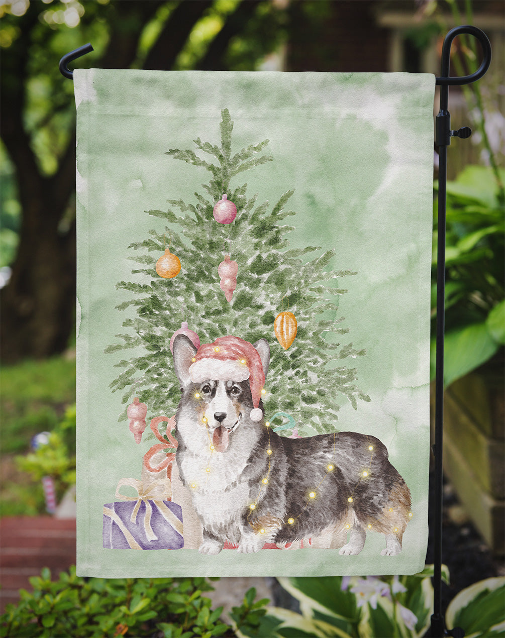 Christmas Pembroke Corgi Tricolor Garden Flag – Decorative Outdoor Yard Flag