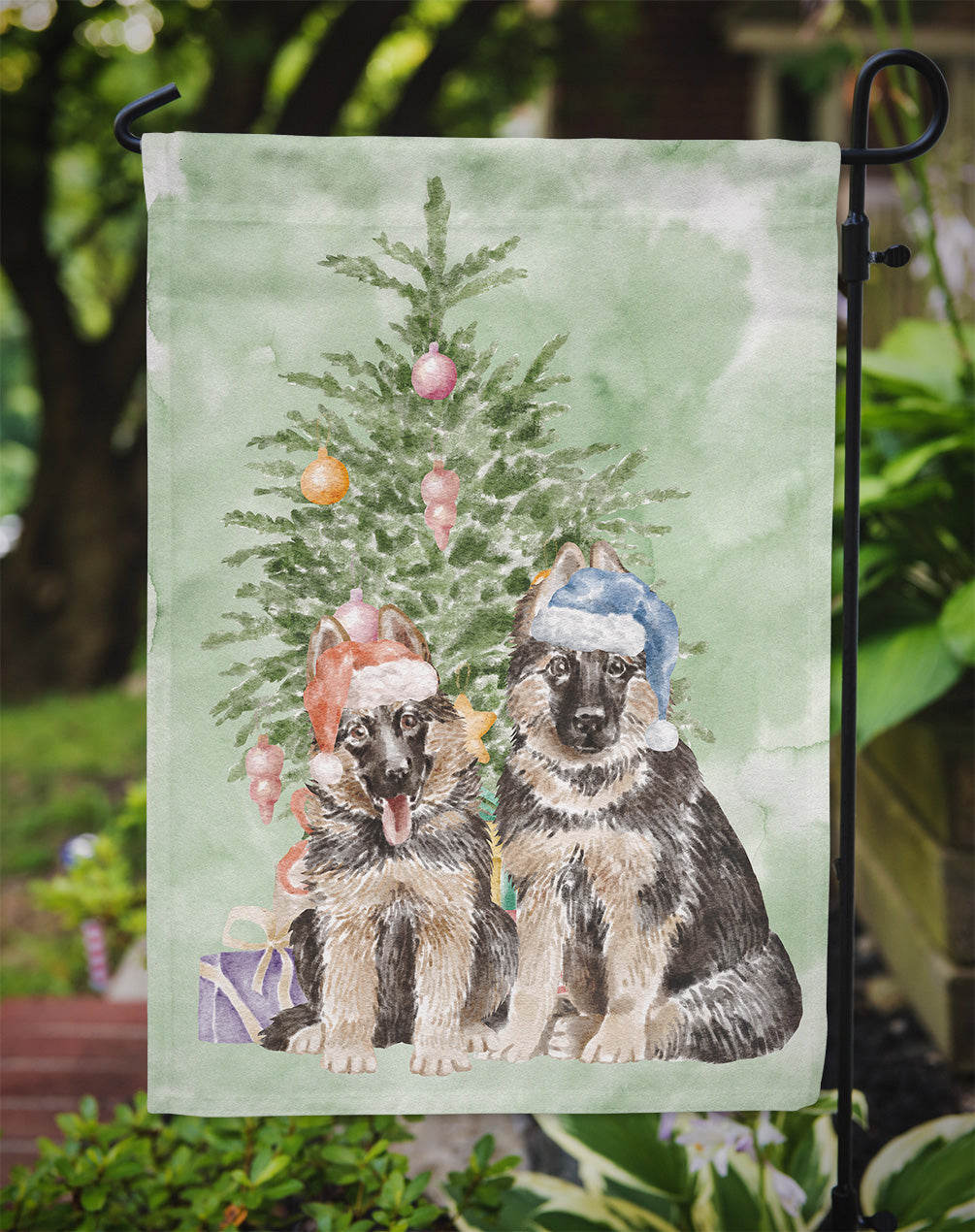 Christmas German Shepherd Momma and Baby Garden Flag – Decorative Outdoor Yard Flag