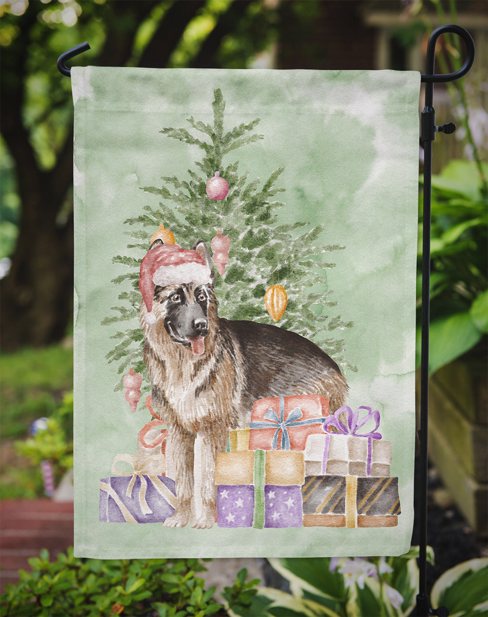 Christmas German Shepherd Garden Flag – Decorative Outdoor Yard Flag